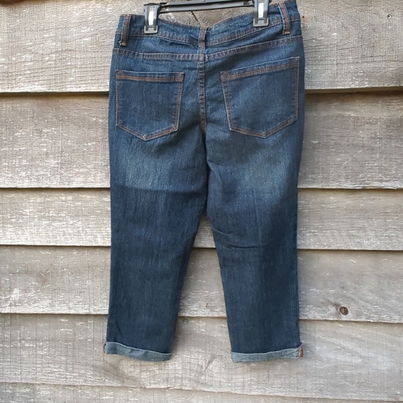 🆕Cuffed Denim Jean Capri NWOT Faded Glory Womens Size 4 Dark Wash Mid Rise - Picture 4 of 8